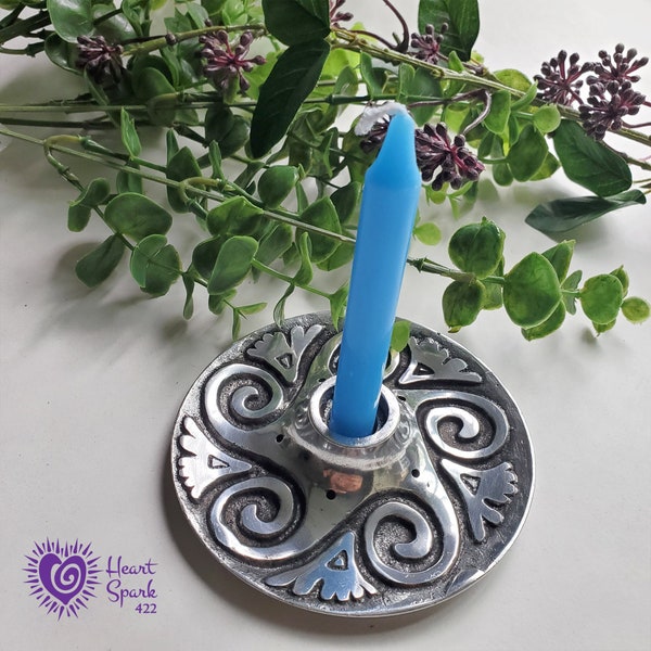 Spiral Metal Chime Candle and Incense Burner | 4.5 inches | Heart Spark 422