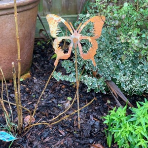Rusty butterfly - plasma cut - garden art - rusty art - Metal Garden Ornament