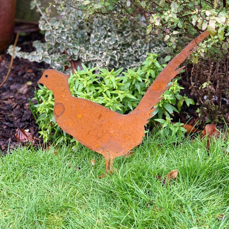 Rusty Pheasant Metal Decor Metal Bird Garden Metal Etsy