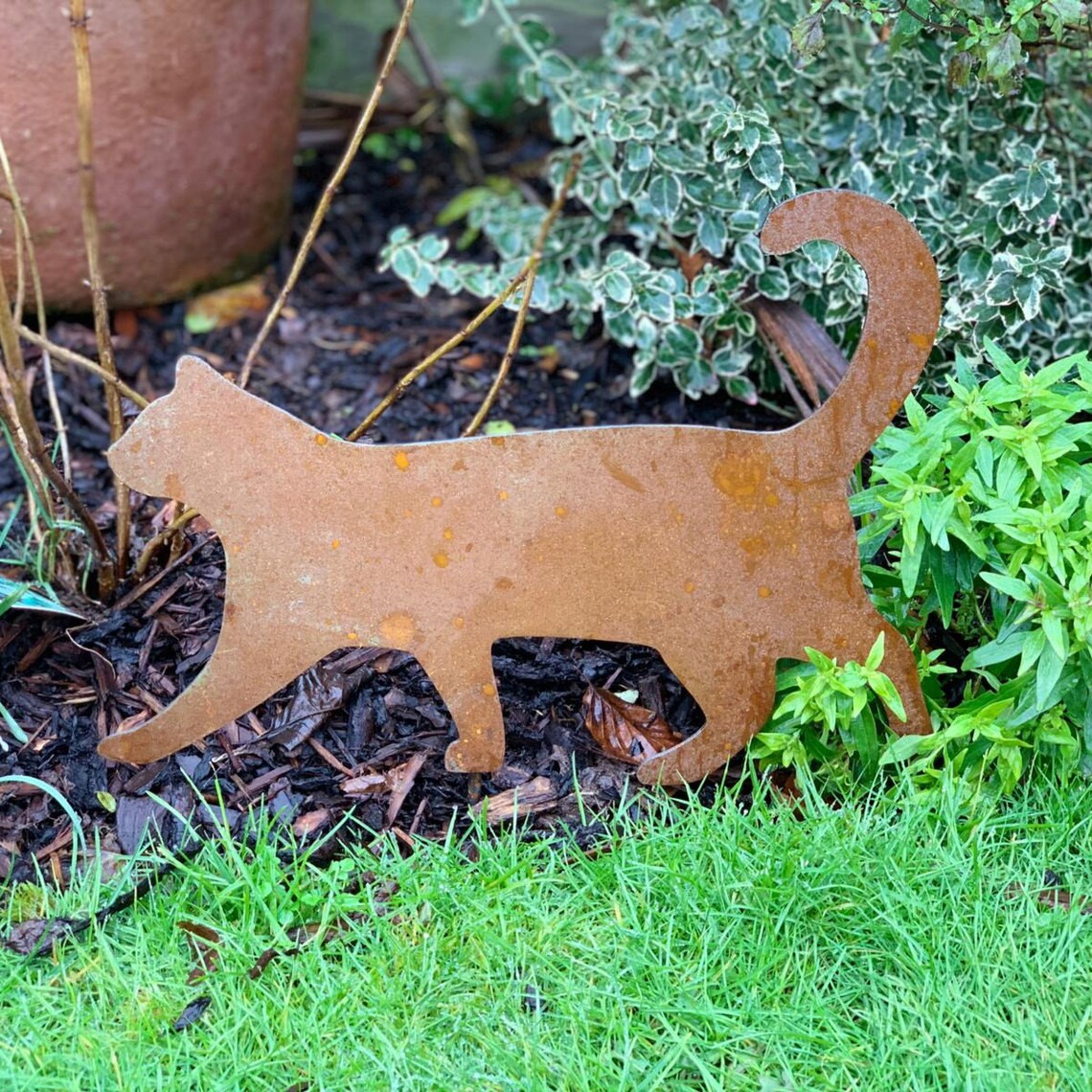 Rusty Cat Animal Metal Ornament Garden Art Garden Etsy UK
