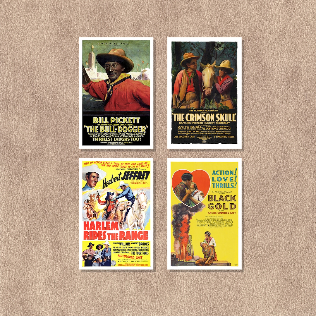 Vintage Black Western Movie Poster Postcards Bill Pickett Etsy