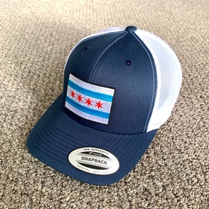 Chicago Flag Hat SnapBack Trucker Mesh Cap Handcrafted in Florida!