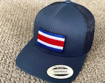 Gorra de malla con bandera de Costa Rica, estilo camionero, hecha a mano en Florida