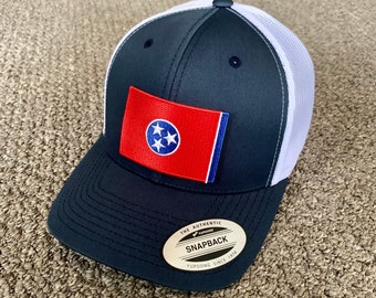 Tennessee Flag Hat American Trucker SnapBack Mesh Cap Individually Handcrafted in Florida