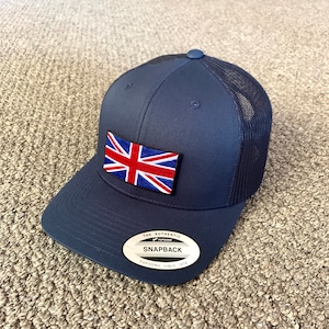 United Kingdom British Union Jack Flag Hat SnapBack American Trucker Mesh Cap Handcrafted from Florida