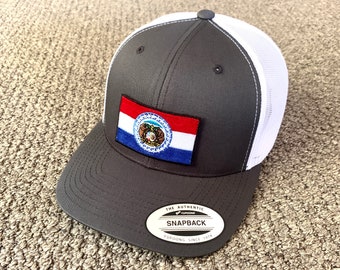 Missouri Flag Hat SnapBack Trucker Mesh Cap Individually Handcrafted in Florida