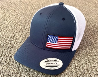 US Flag Hat American Trucker Mesh SnapBack Cap Handcrafted in | Etsy