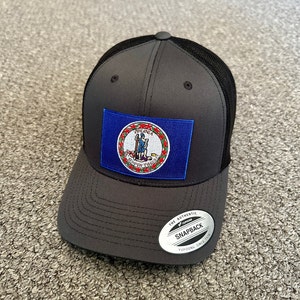 Casquette trucker américaine snapback en maille drapeau Virginie fabriquée à la main aux États-Unis
