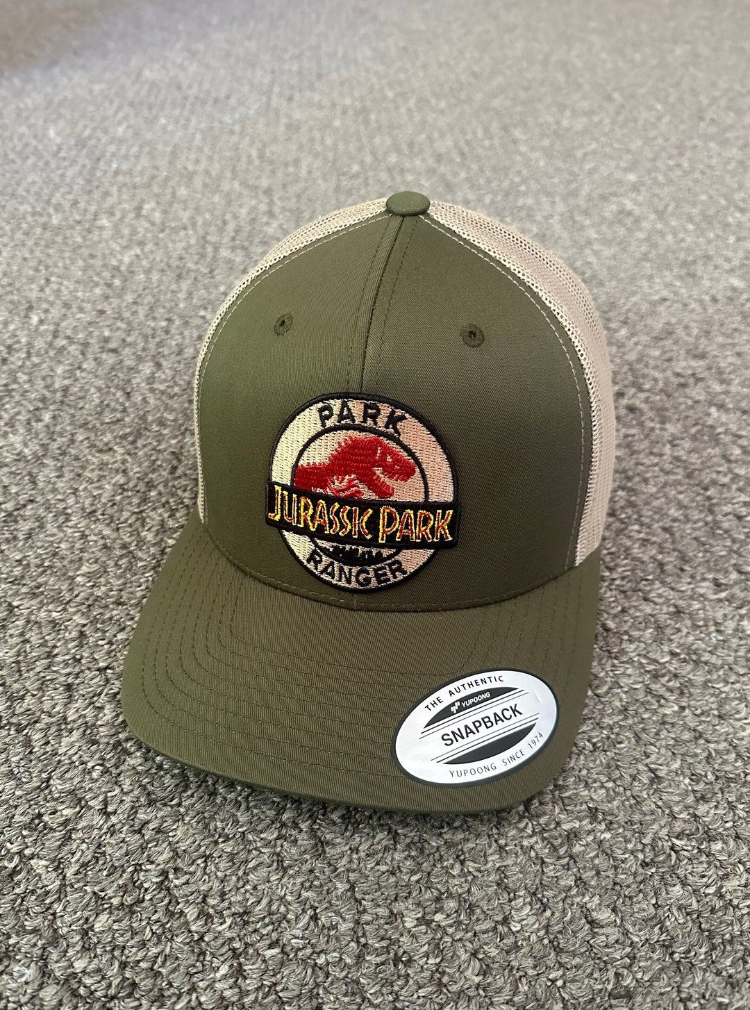 Jurassic Park Ranger Park Security Hat Snapback Trucker Mesh Cap  Individually Handcrafted in Florida 
