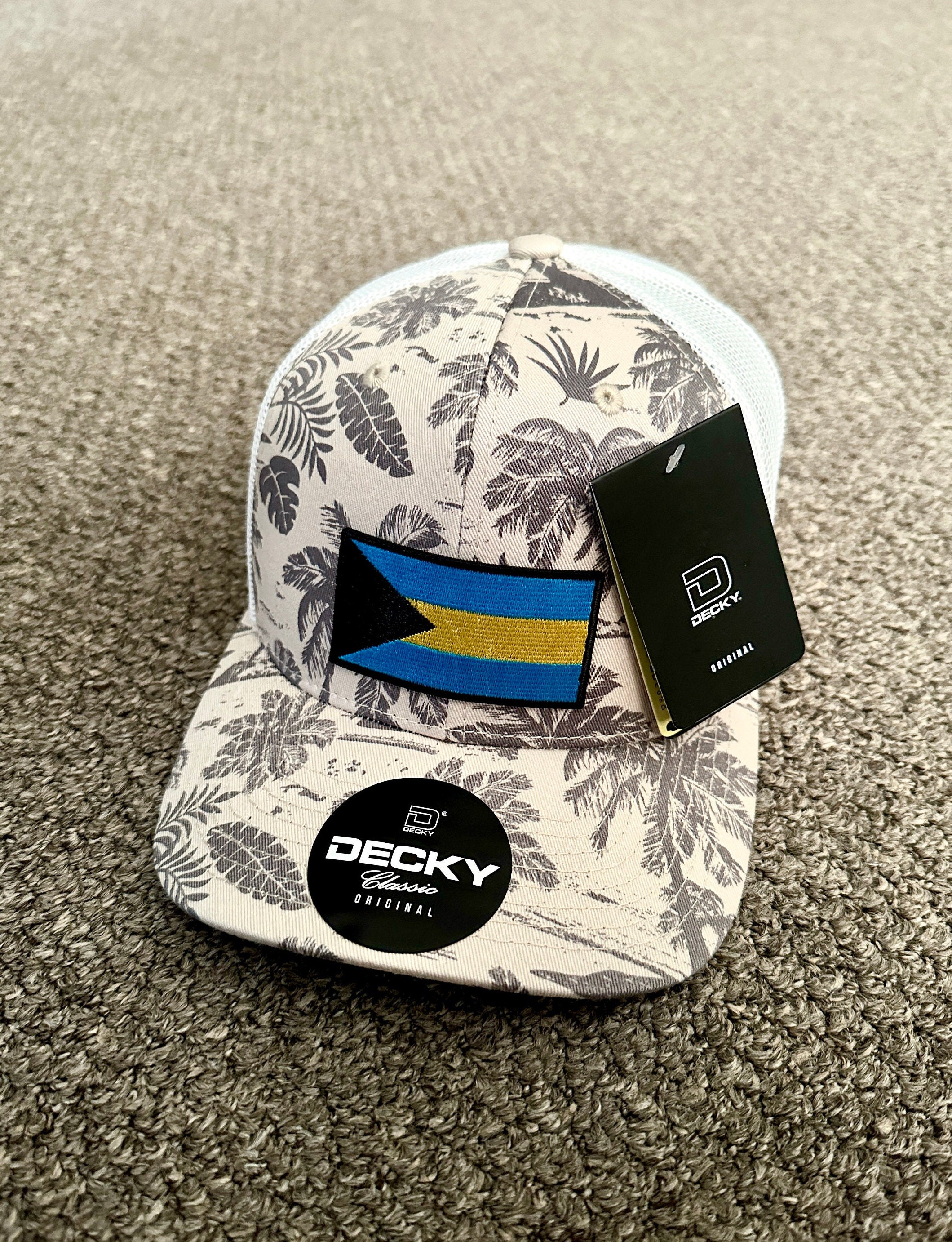 Trendy Apparel Shop Bahamas Flag Trucker Snapback Cap - 5 Panel Flatbill, Navy, One Size - View #7