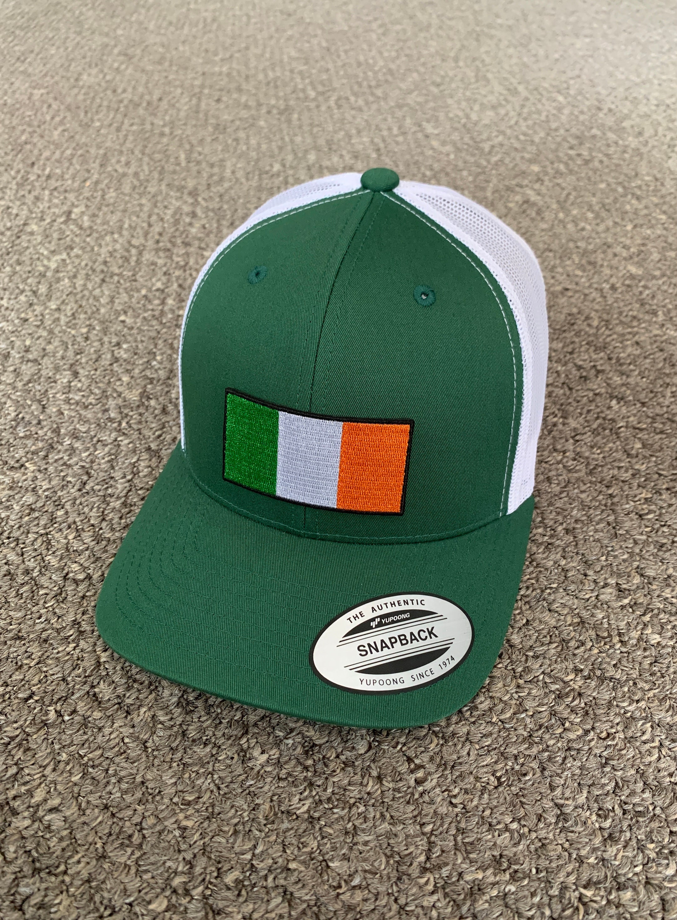 Ireland Flag Hat Snapback American Trucker Mesh Cap Handcrafted from Florida!