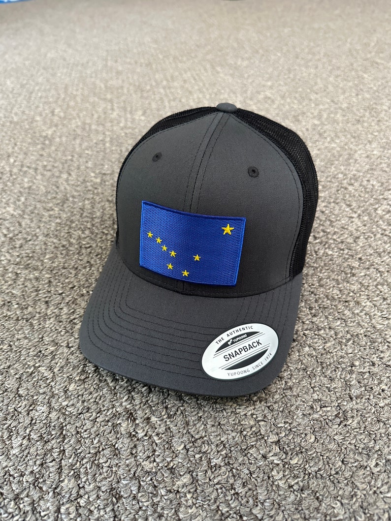 Alaska Flag Hat Trucker Mesh Snapback Cap Individually Handcrafted in ...