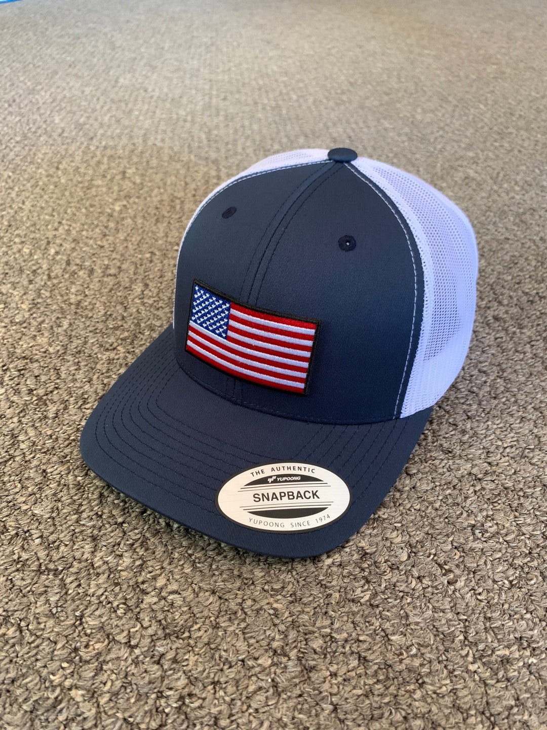 US American Flag Trucker Hat USA Mesh Snapback Cap Individually ...