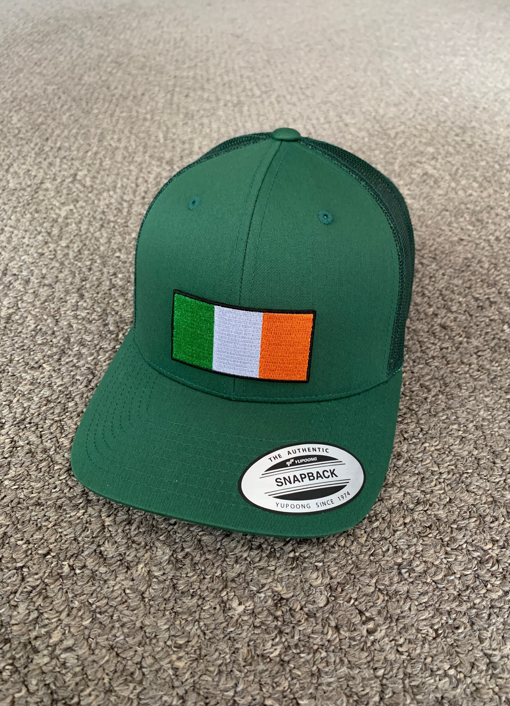 Ireland Flag Hat Snapback American Trucker Mesh Cap Handcrafted