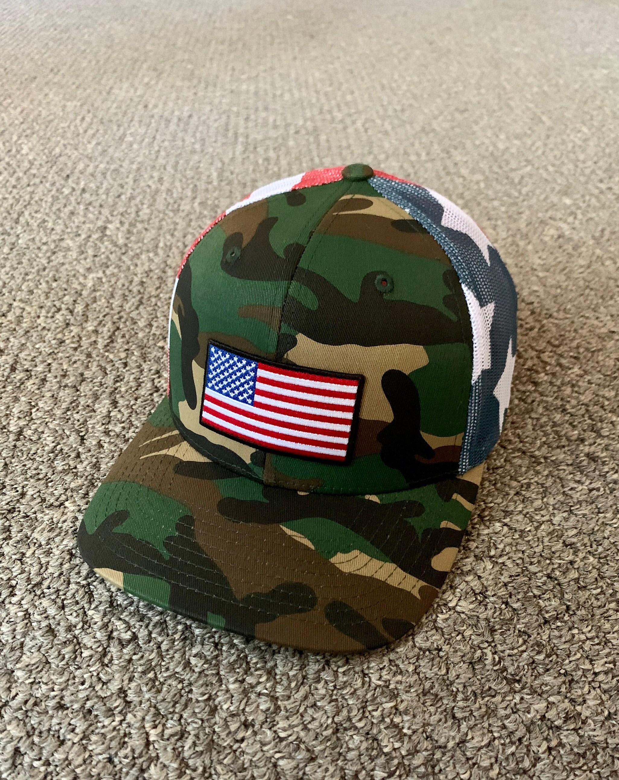 Buy US Flag Camo Hat American Trucker Mesh Snapback Cap 