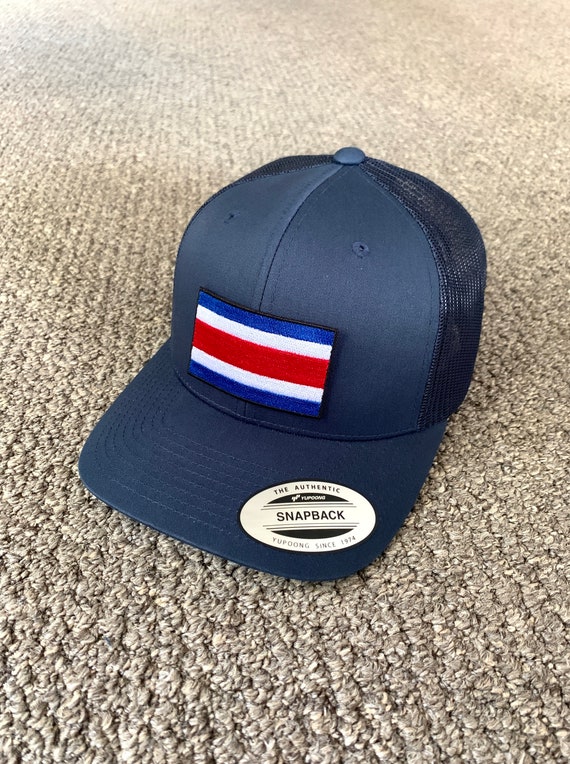 Costa Rica Flag Hat Snapback Trucker Mesh Cap Handcrafted in