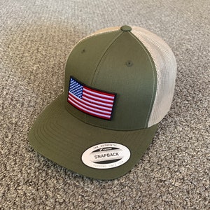 US American Flag Trucker Hat USA Mesh SnapBack Cap Individually Handcrafted in Florida