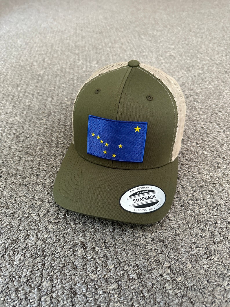 Alaska Flag Hat Trucker Mesh Snapback Cap Individually Handcrafted in ...