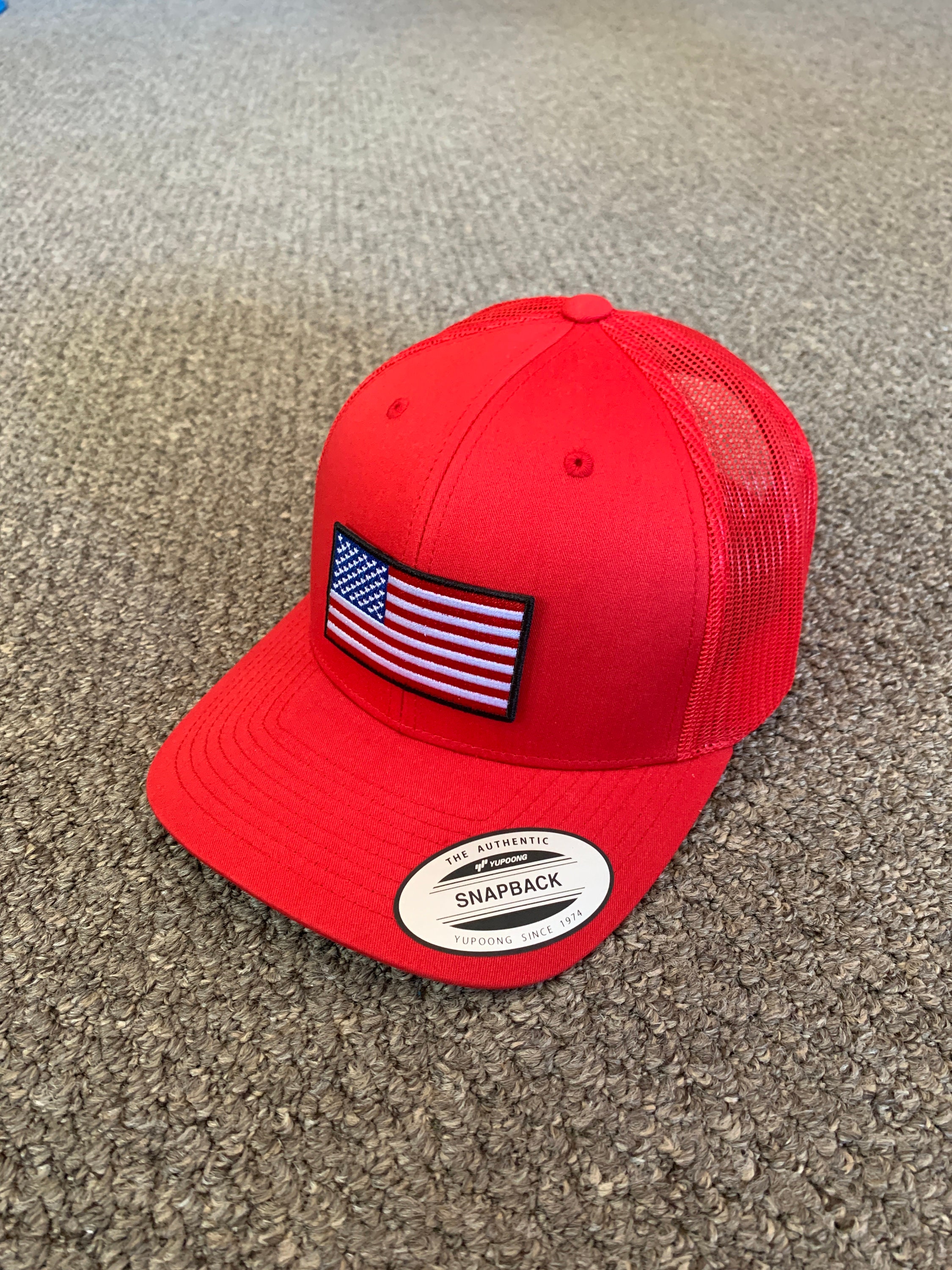 US American Flag Trucker Hat USA Mesh Snapback Cap Individually Handcrafted  in Florida 