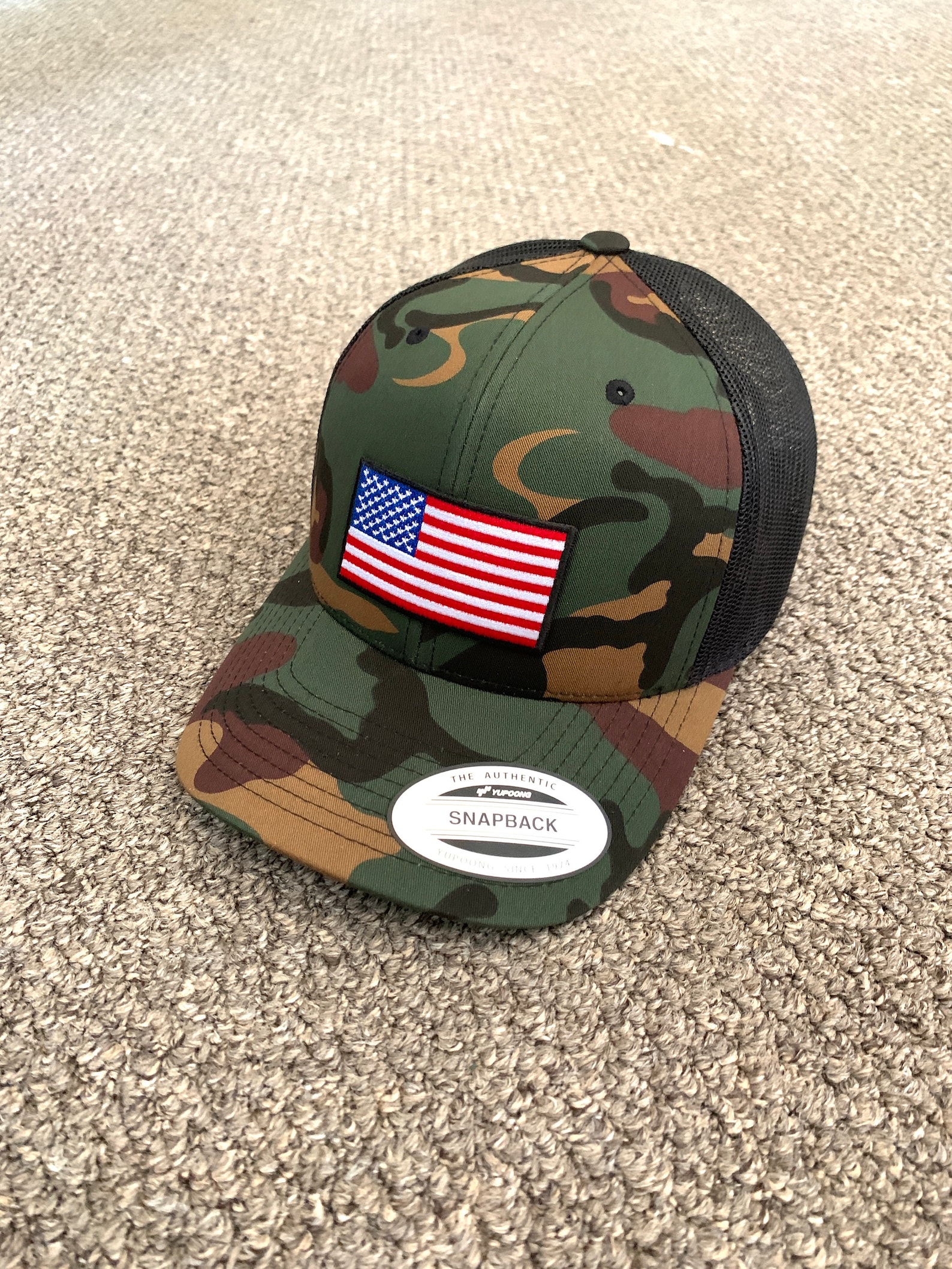 American Flag Camo Hat US Trucker Mesh SnapBack Camouflage Cap Etsy