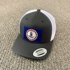 Casquette snapback avec drapeau de l&#39;État de VIRGINIE fabriquée à la main aux États-Unis !