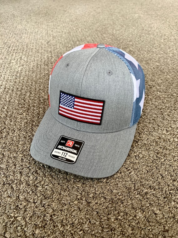 Trout American Flag Unisex Adjustable Snapback Strap Trucker Hat Mesh Hat Sun Mesh Baseball Cap 
