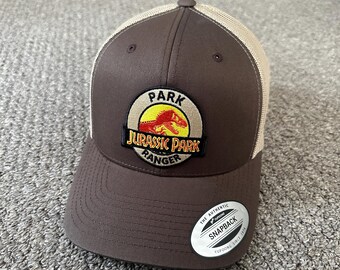 90's USA製 JURASSIC PARK 2トーン キャップ ベージュ 黒 ジュラシック パーク レンジャー パーク セキュリティ ハット スナップ