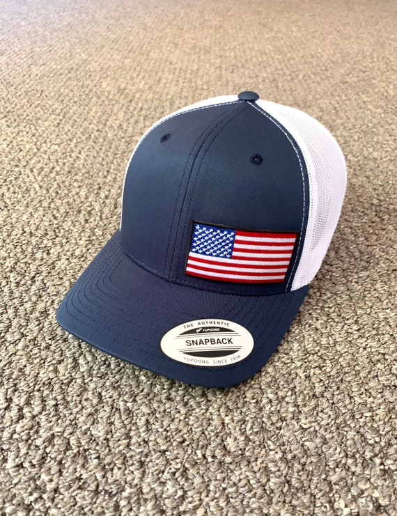 US Flag Hat American Trucker Mesh Snapback Cap Handcrafted in | Etsy