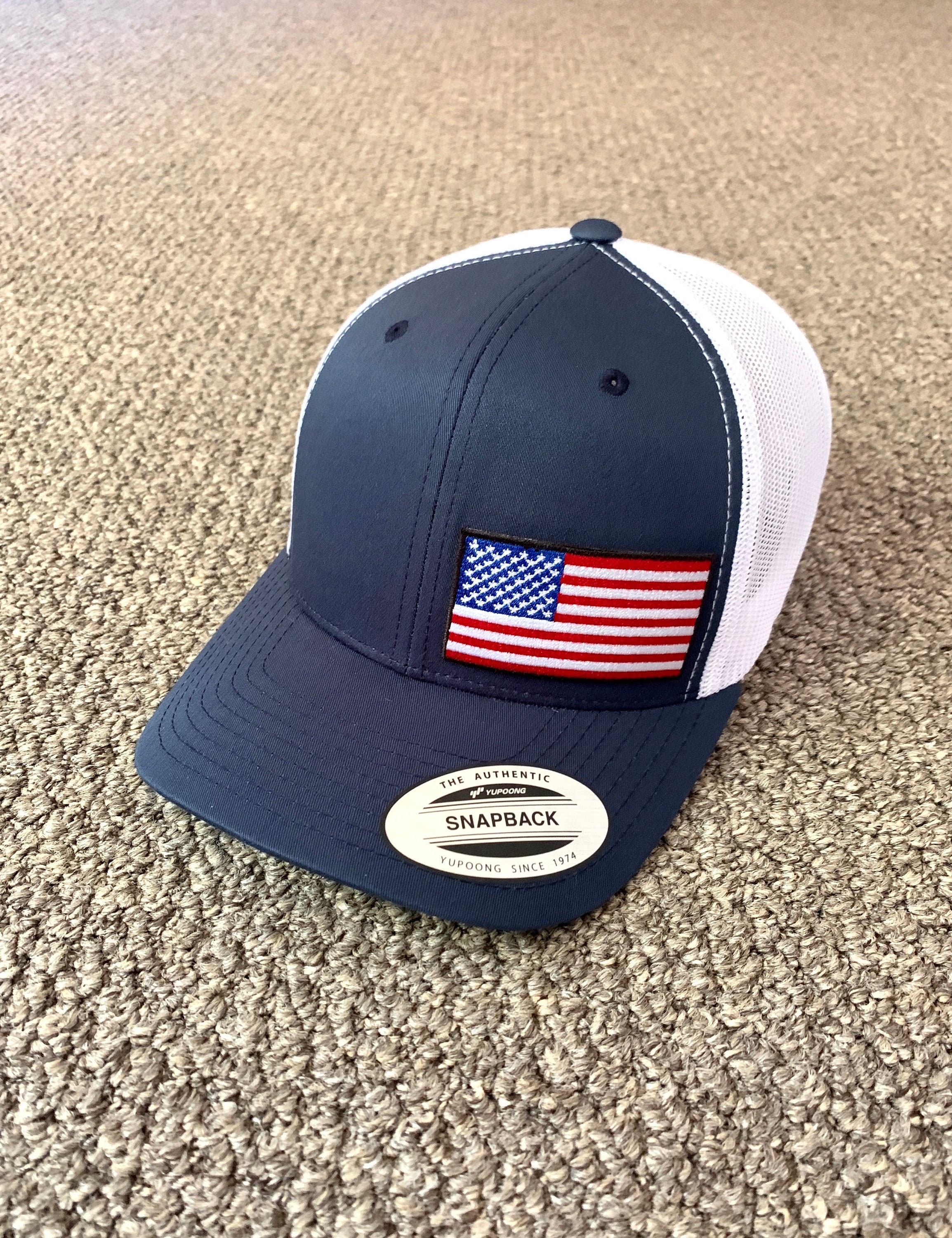 US Flag Hat American Trucker Mesh 