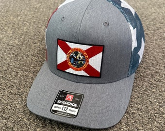 Yupoong Great Seal Of Florida Flag Trucker Hat - Snapback Mesh Cap - Handcrafted In Florida