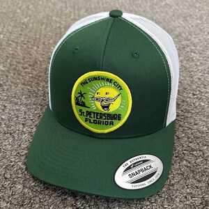 St Pete Sunshine City Hat SnapBack Trucker Mesh Cap Individually Hand Made in Tampa Bay