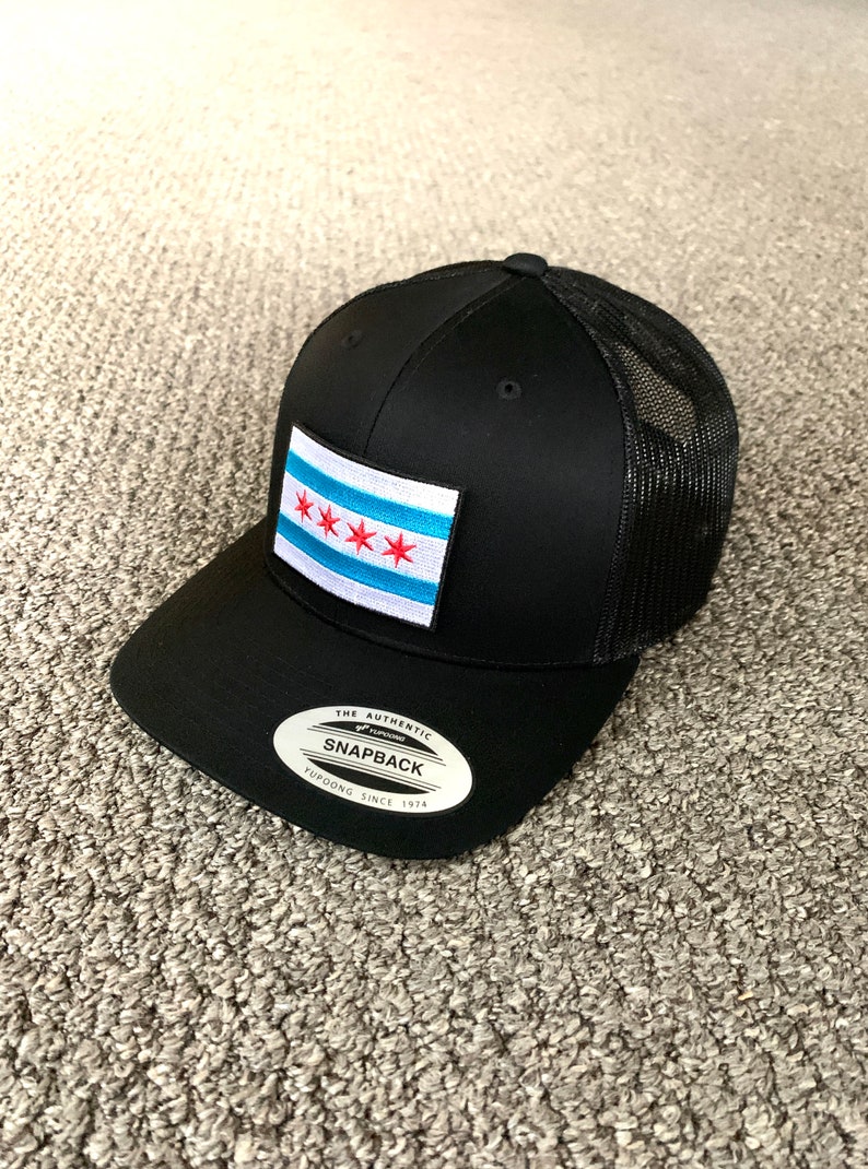 Chicago Flag Hat Chicago PD Police SnapBack Trucker Mesh Cap Etsy