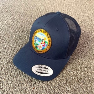State of CALIFORNIA Seal Hat Trucker Flag SnapBack Mesh Cap Handcrafted in the USA!