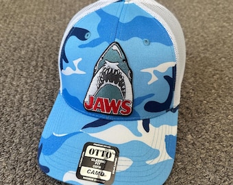 JAWS Hat SnapBack Trucker SHARK Mesh Cap Handgefertigt in Florida!