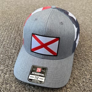 Gorra con bandera del estado de ALABAMA, gorra de malla estilo camionero estadounidense, hecha a mano en Florida.
