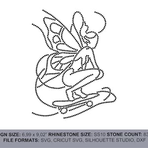 Skating Fairy Rhinestone Template: SVG, DXF (Digital Download)