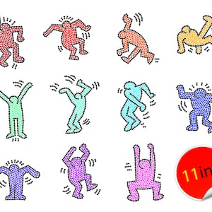 Keith Haring Dancers Rhinestone Template: SVG, DXF, PDF (Digital Download)