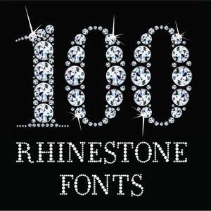 Pacchetto di 100 font Rhinestone digitabili // Download Rhinestone // OTF Rhinestone // Confezione // Alfabeto