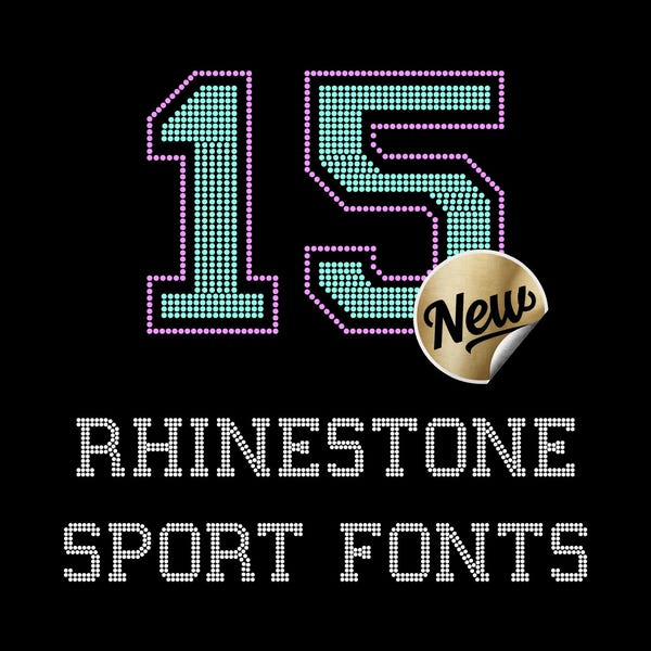 Pacchetto di 15 font Rhinestone: Typeable Sport, Sorority, Varsity (download OTF)