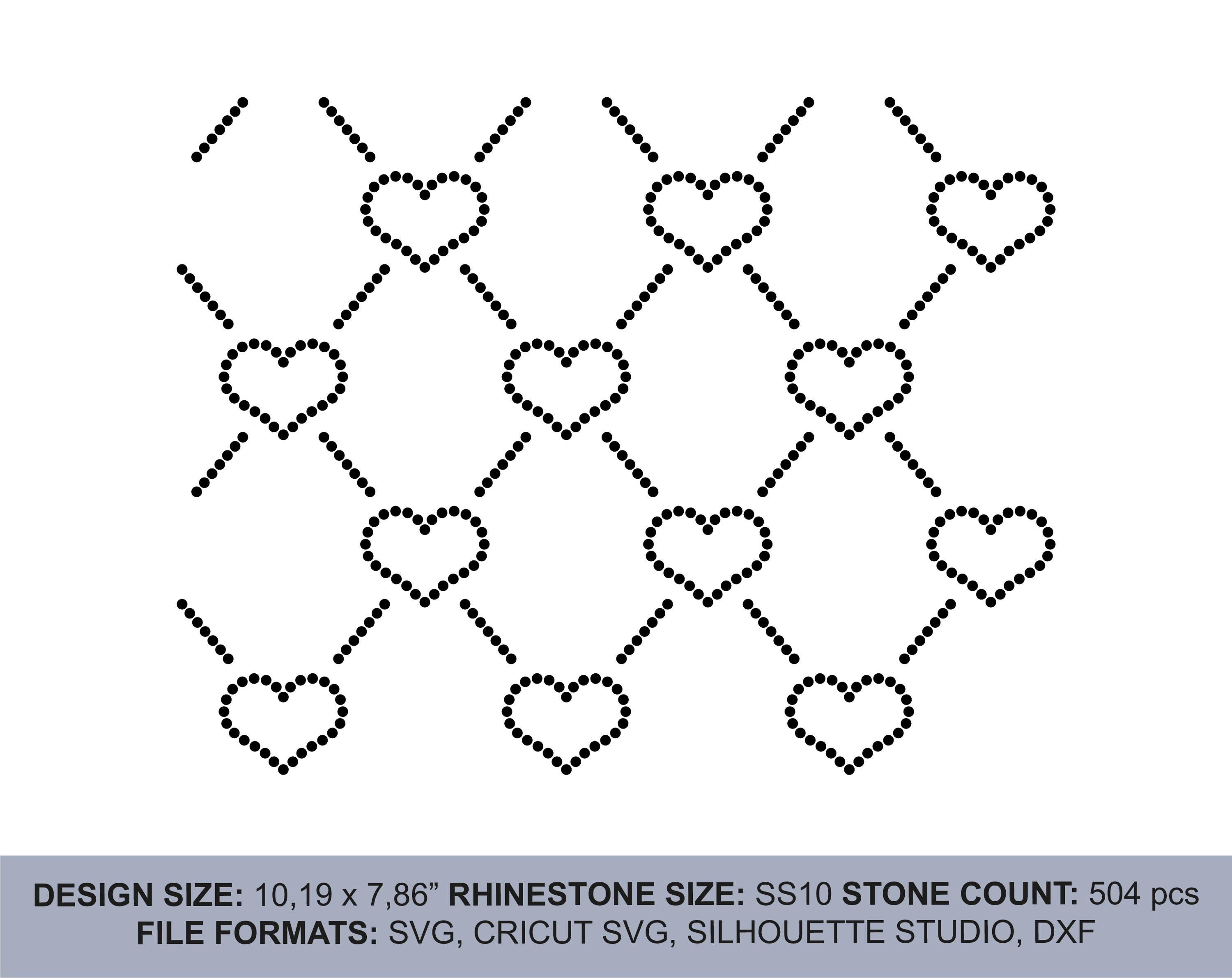 Heart Vector Rhinestone Hearts Rhinestone Template: SVG, DXF, Studio3 (digital Download) - Etsy