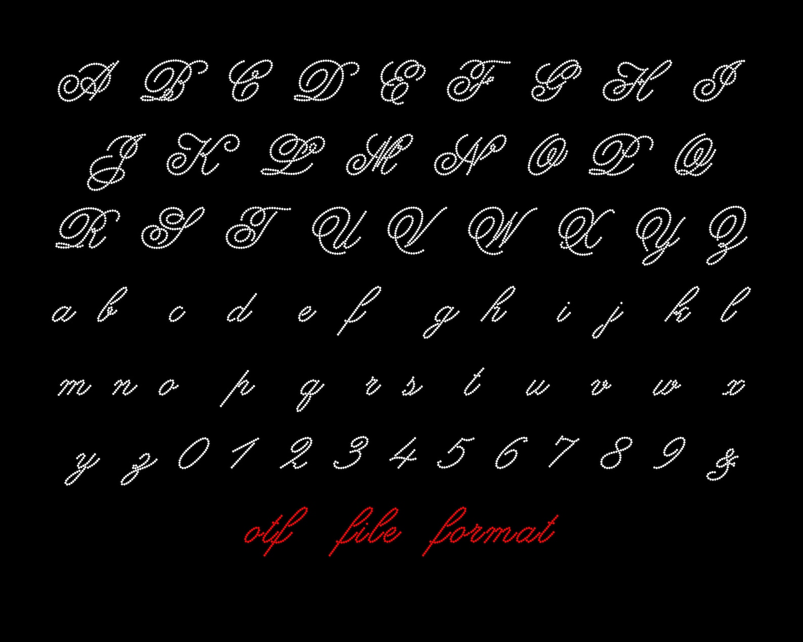 Cursive Rhinestone Font: 