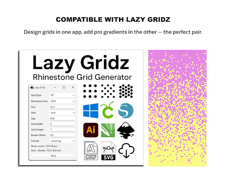 Rhinestone Gradient Design App: SVG Editor - Cricut & Silhouette ...