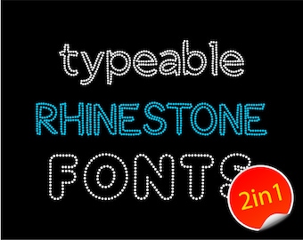 2x Typeable Rhinestone Font //  Rhinestone Download // Template // Letters // Alphabet // Cartoon // Sans // Balloon // OUTLINE