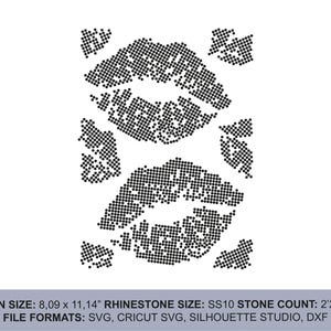 Kiss Logo Rhinestone Pin Kisses Rhinestone Template: Repeatable Lips Design (digital Download ...