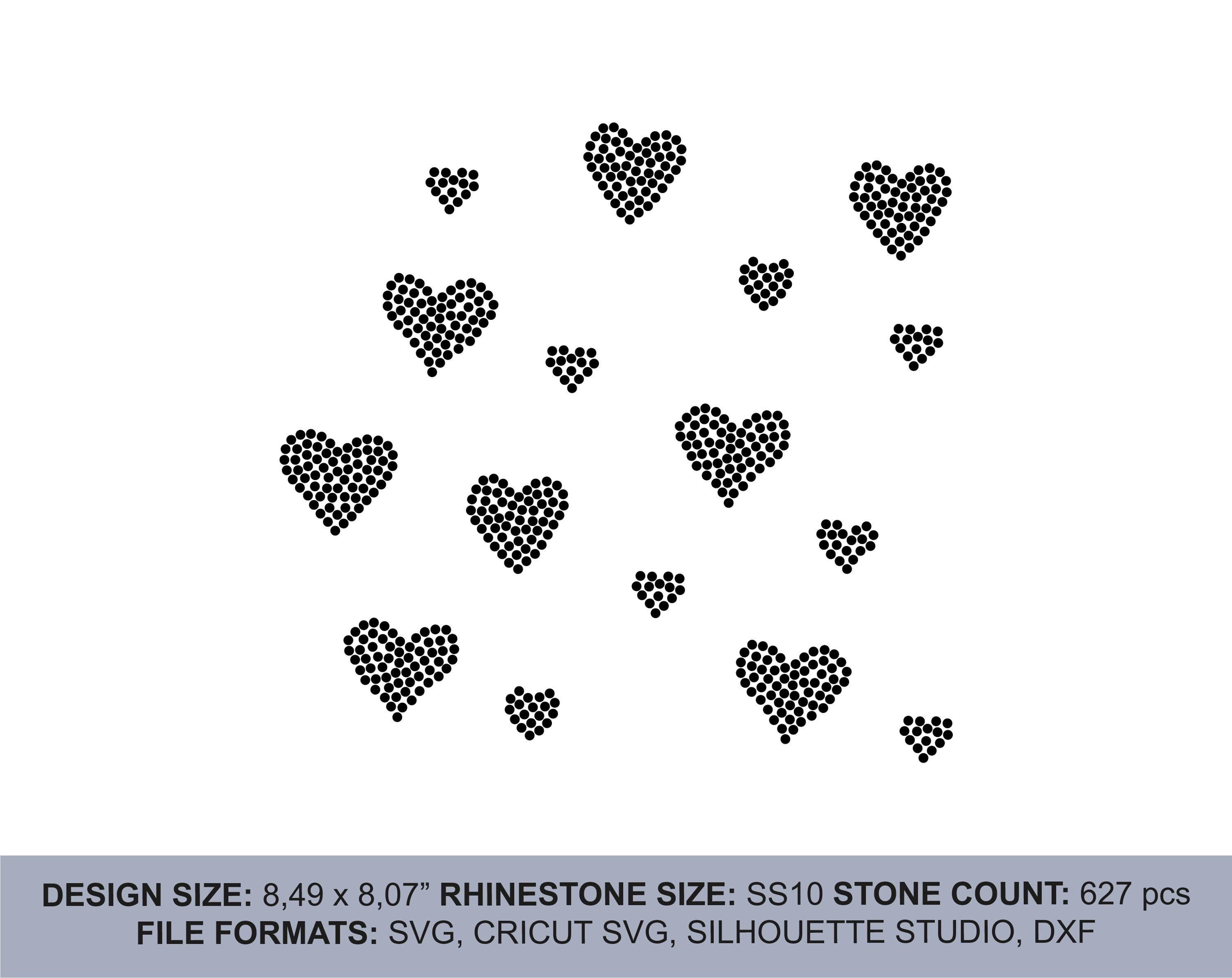 Heart Vector Rhinestone Hearts Rhinestone Template: SVG, Cricut, DXF, Studio3 (digital Download ...