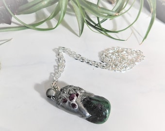 Ruby in Zoisite Pendant, Ruby Pendant, Zoisite Ruby Necklace, Ruby Zoisite Necklace, Heart Chakra Necklace