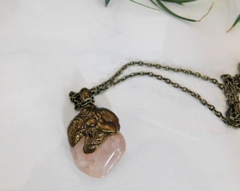 Rose Quartz Crystal Pendant, Rose Quartz Necklace, Heart Chakra Pendant, Love Pendant