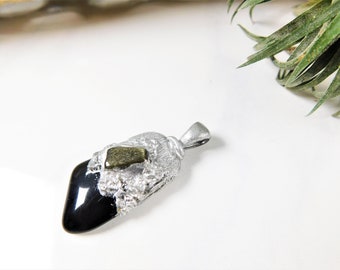 Obsidian Pendant, Black Gemstone Pendant, Grounding Pendant, Golden Obsidian Pendant, Black Obsidian Necklace