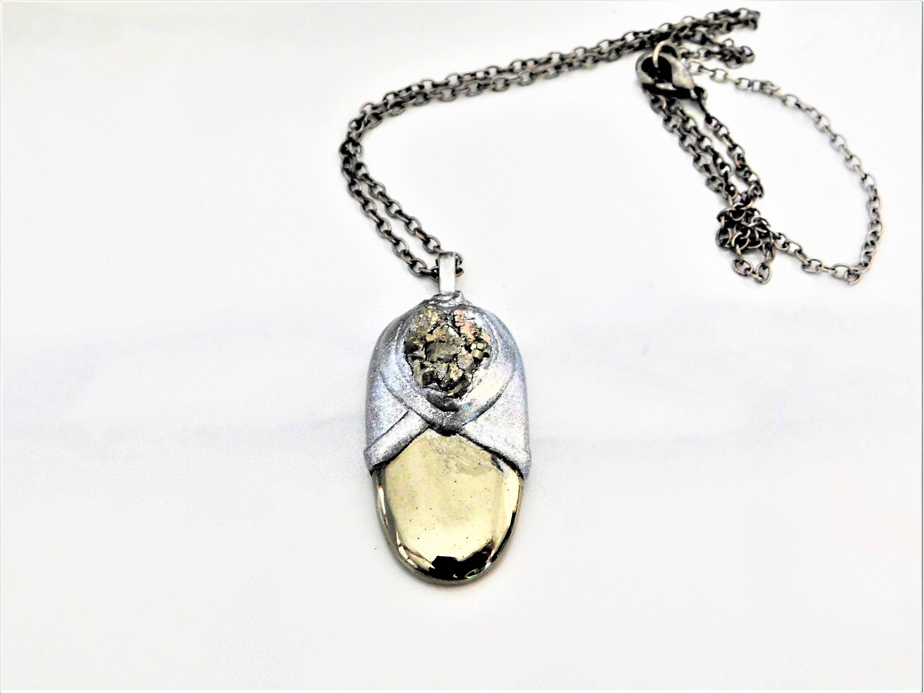 Cabochon Demi-Perle En Pyrite Dorée - Rond 10mm, Pour Création De Bijoux Et Déco