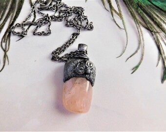 Rose Quartz Crystal Pendant, Rose Quartz Necklace, Heart Chakra Pendant, Love Pendant